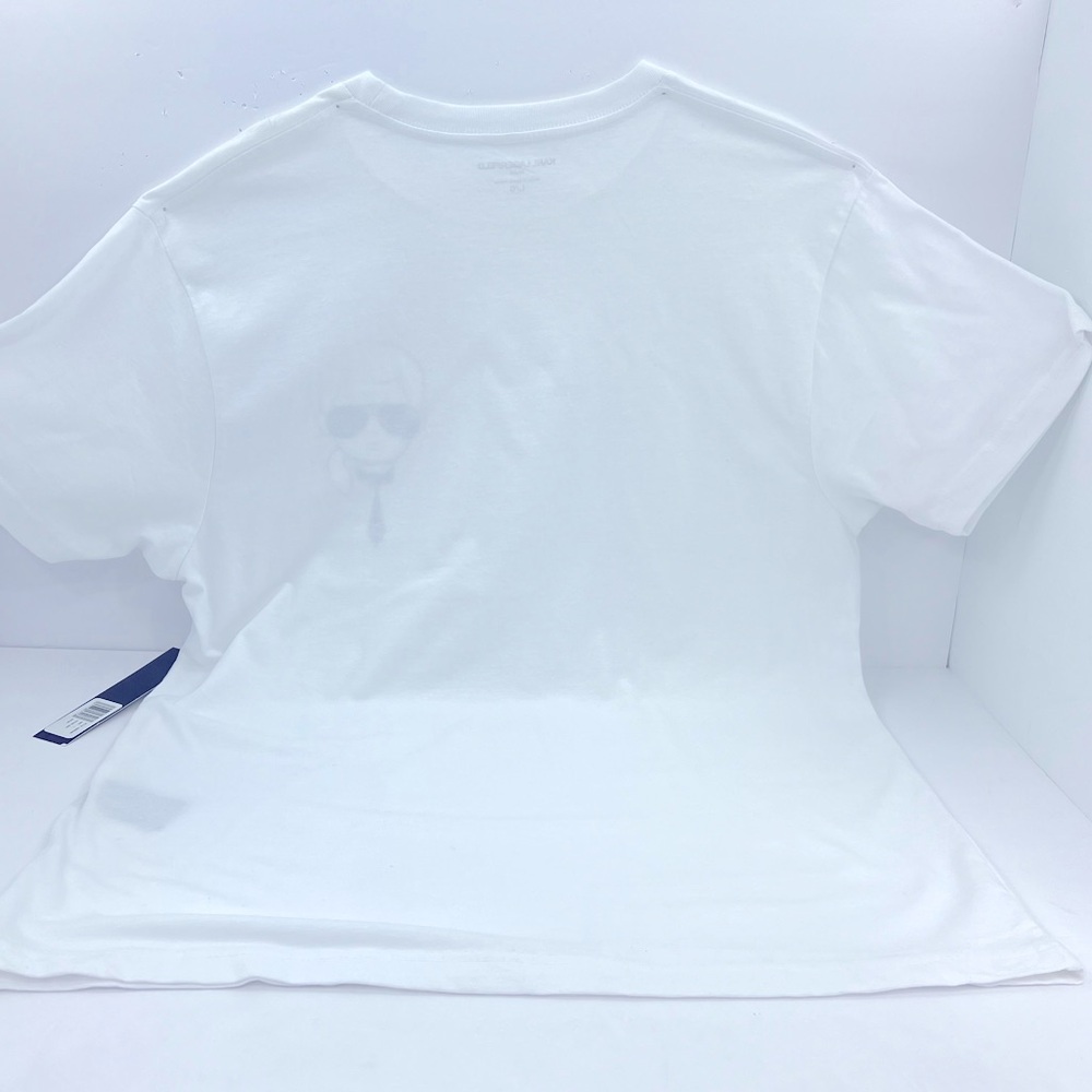 KARL LAGERFELD PARIS, WHITE TEE SHIRT, 100% COTTON, UNISEX, LARGE SIZE - Picture 6 of 16